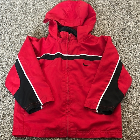 Vintage Nike Kids Red and Black Hooded Jacket - Picture 1 of 4